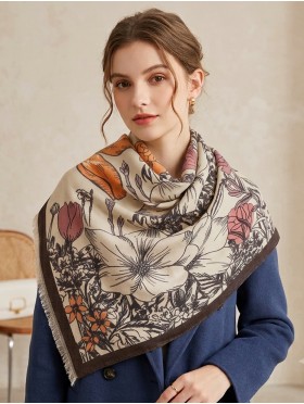 Floral Design Blanket Scarf